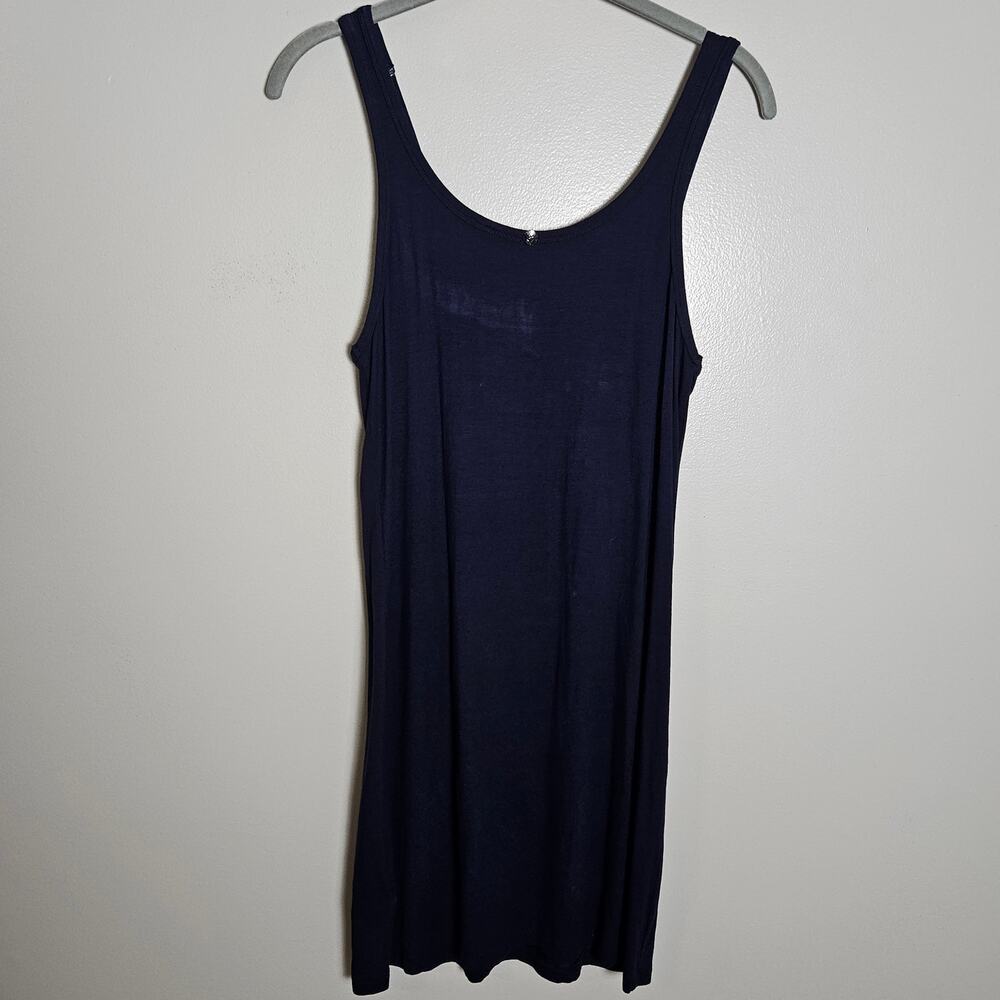 Trina Turk Althea Fringe Navy Blue Tank Style Dress Sz Small Petite - Picture 8 of 13